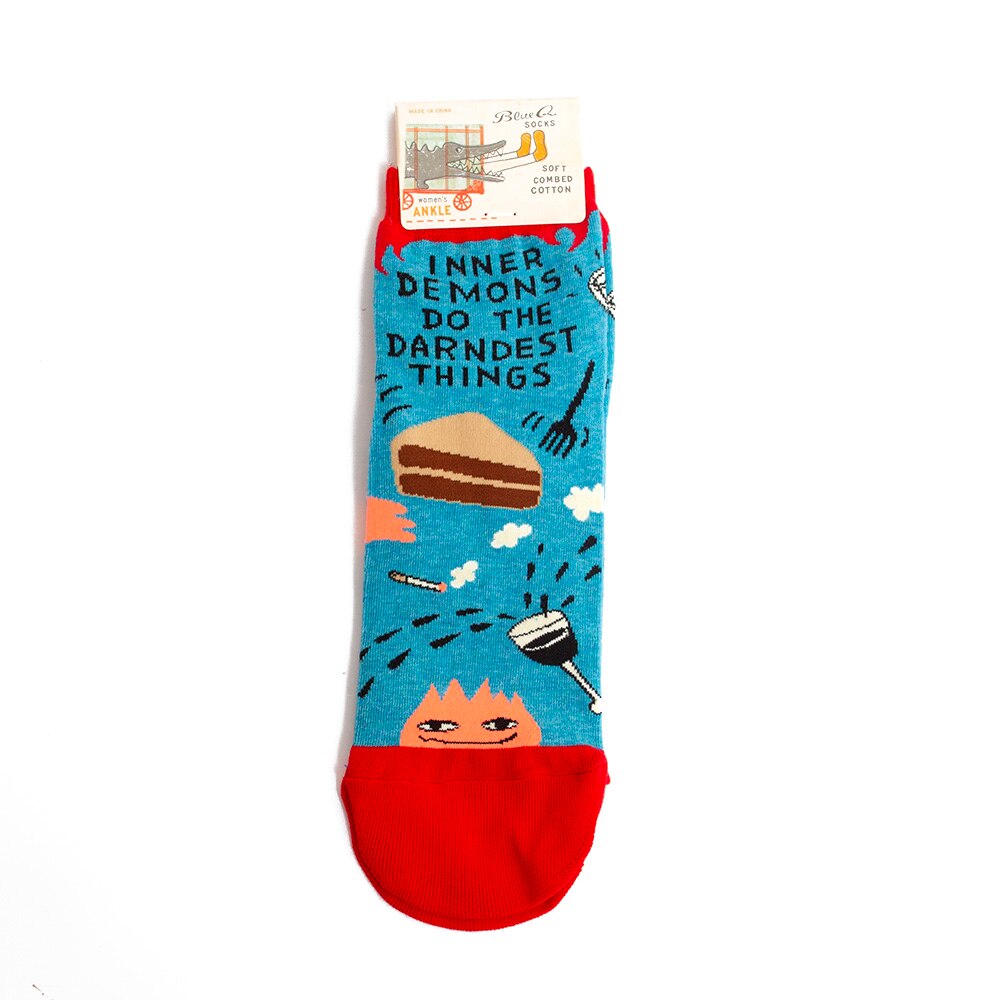 BlueQ, Blue, Ankle, Novelty, Accessories, Women, Inner Demons, Sock, 364286